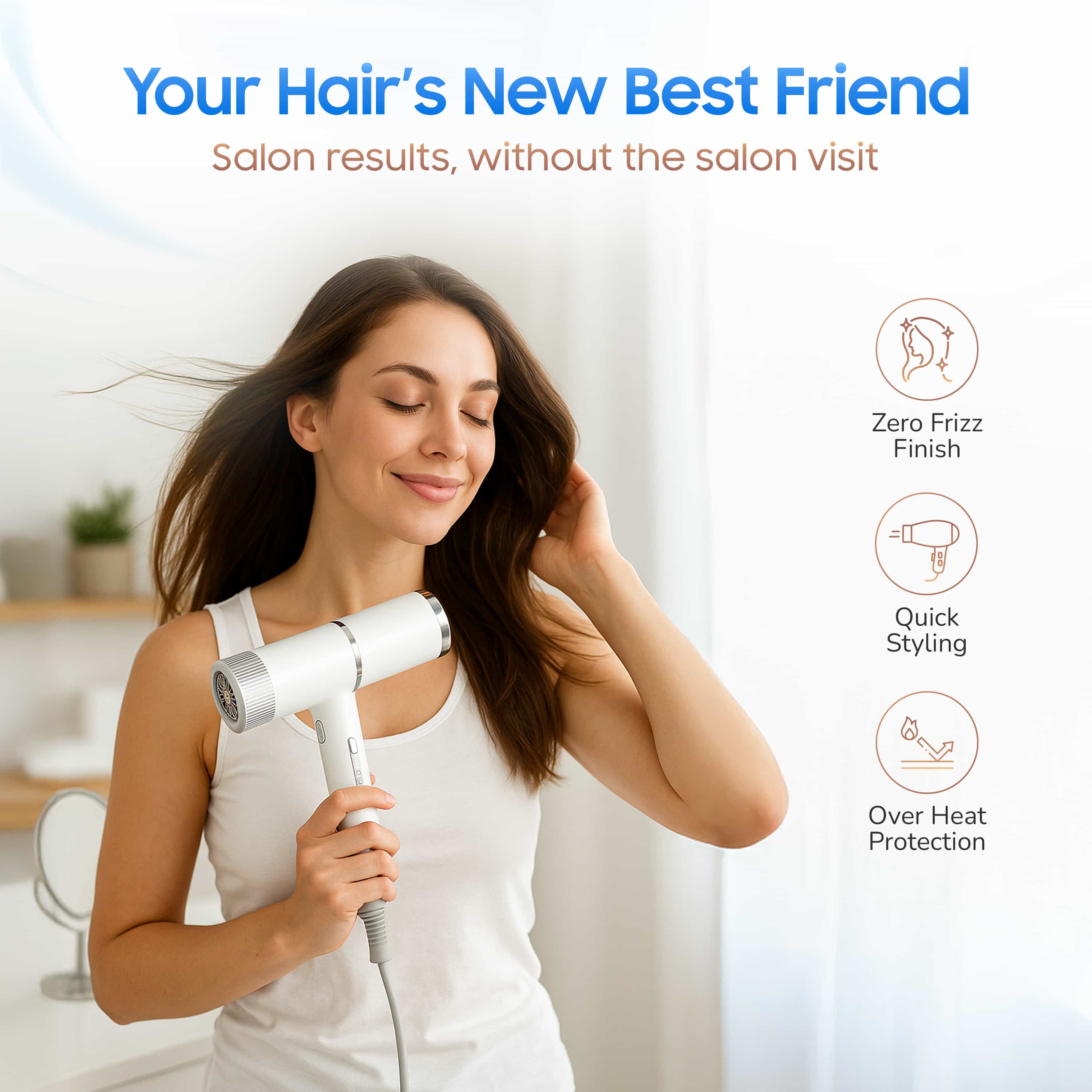 SleekFlow Professional Hair Dryer: Fast, Lightweight, Ionic Technology for Frizz-Free Styling and Enhanced Shine